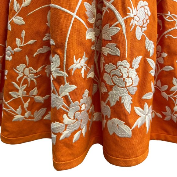 Ellen Tracy Orange Pleated Embroidered Skirt size 10 Petite - Picture 4 of 10